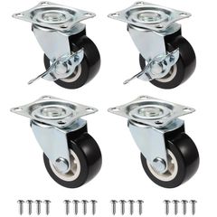 4x 1 Inch PVC Furniture Casters Wear Resistant Mute Universal Heavy Trolley Wheels 360 Degrees Swivel Castor