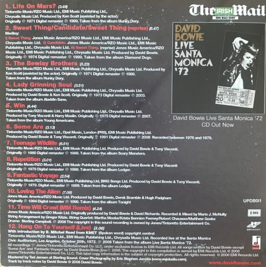 David Bowie iSelect CD Irish Mail On Sunday
