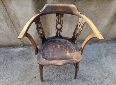Antique Victorian Wooden Corner Chair - Restoration Project
