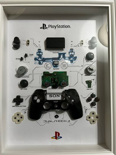 Sony Dualshock 4 PS4 Controller Teardown Frame Art Handmade!