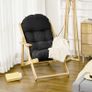 Folding and Reclining Wooden Lounge Chair Comfortable Relaxation Chair with Thick Tufted Cushion Image 8