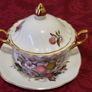 Royal Imperial Fruit Garden Finest Bone China Gold Gilt Two Handled Sugar Bowl With Lid And Underplate Made In England Image 3