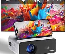 Upgraded Smart Mini Projector - Auto Keystone, Electric Focus, 4K Video Supported, WiFi 6, Bluetooth 5.2, Android 11 TV, Phone Control - Visulapex Portable Home Cinema for Indoor & Outdoor