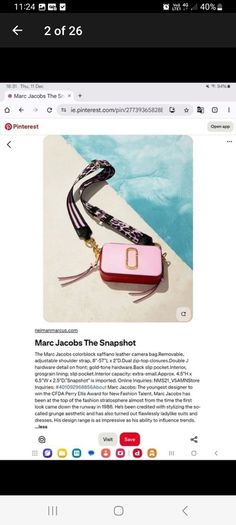 Marc Jacobs Snapshot Saffiano Leather Camera Bag - Pink - BNWT RRP 395