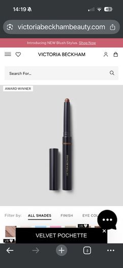 Victoria Beckham long wear eyeshadow stick shade Pecan