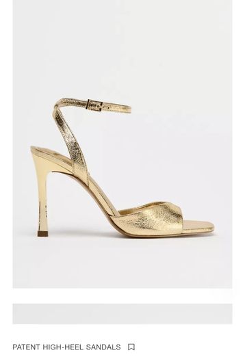 Zara Gold Patent High-heel Sandals