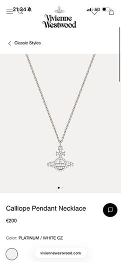 Vivienne Westwood Calliope pendant authentic sterling silver necklace