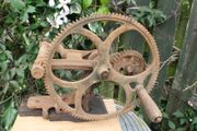 Antique Chicago USA gear wheel sharpener,antique blade grinder,scythe sharpener,sickle blade sharpener,rustic farm implement,barn decor,rustic decor (still works)