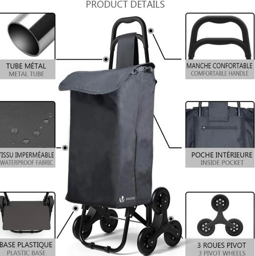 Folding Shopping Trolley on 6 Wheels, Stair Climbing Shopping Cart, Grocery Trolley MULTIPLE COLOURS AVAILABLE (FREE POSTAGE)