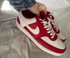 Nike court vision low white and red trainers