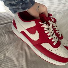 Nike court vision low white and red trainers
