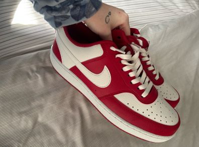 Nike court vision low white and red trainers