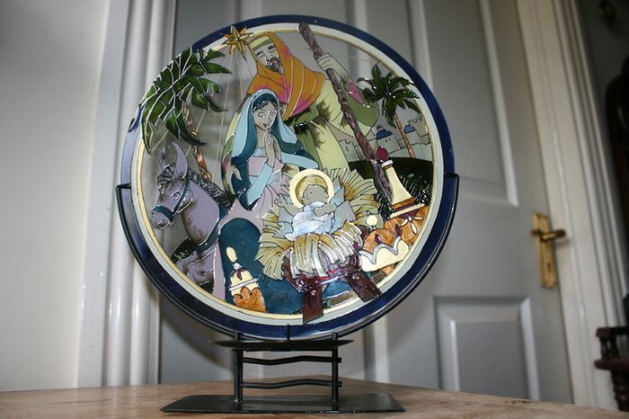 hand painted glass - candle stand