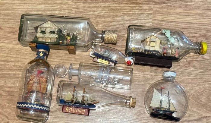 Ship & House in Glass Bottles