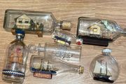Ship &amp; House in Glass Bottles