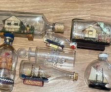 Ship & House in Glass Bottles