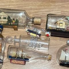 Ship & House in Glass Bottles