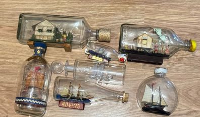 Ship & House in Glass Bottles