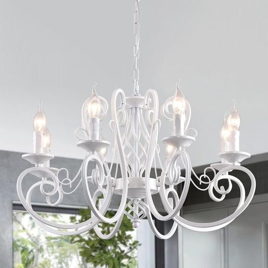 8-Light Vintage Black French Country Chandelier: