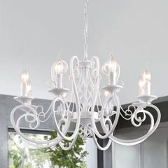 8-Light Vintage Black French Country Chandelier: