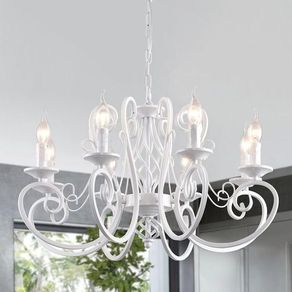 8-Light Vintage Black French Country Chandelier: