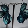 Iridescent Metallic Teal Irregular Petal Earrings Image 5