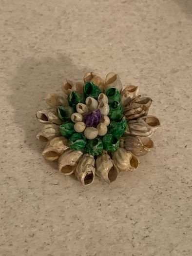 Vintage Seashell Flower Cluster Brooch