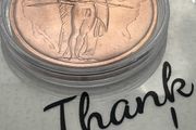 1avdp oz Fine 999 Copper Bullion Standing Indian Round.(L)