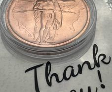 1avdp oz Fine 999 Copper Bullion Standing Indian Round.(L)