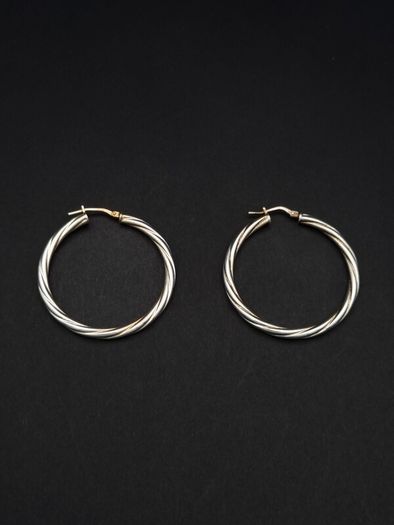 Vintage 925 Sterling Silver Italian Signed Hooped Earrings