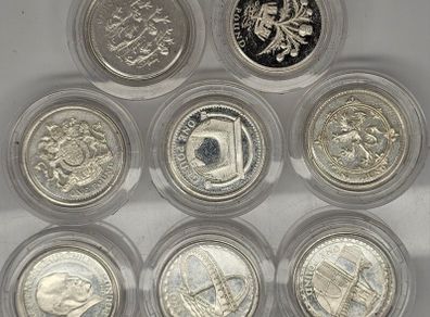 Great Britain Silver Proof 1984 1999 2007 2005 2004 2006 2003 1999 2002 1 Pound Silver Coins in Original Capsules