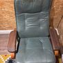 Genuine Vintage Mid-Century Leather Recliner & Footstool Image 3