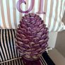 New bespoke oversized autumn Pinecone on distressed wood base in mulberry Image 9