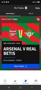 Arsenal Vs Real Betis Aviva Dublin