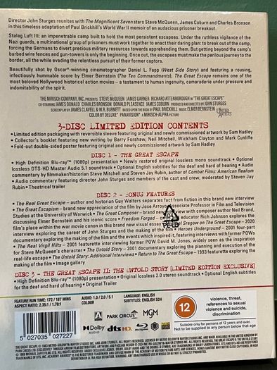The Great Escape Blu Ray/ Excalibur 4K UHD Limited Etd Box Sets