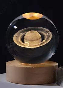 Glass sphere, nightlight, Saturn.