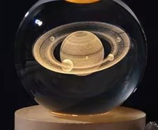 Glass sphere, nightlight, Saturn.