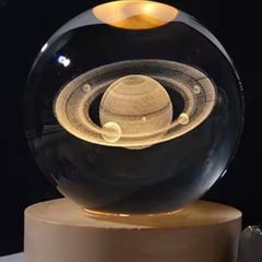 Glass sphere, nightlight, Saturn.