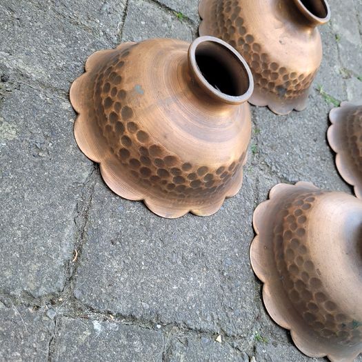Vintage hammered copper light shades x 6