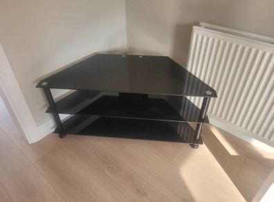 Free Black Glass Corner TV Unit