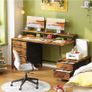 128cm Desk with Fabric File Cabinet, Computer Desk with Shelves and Drawers Image 8