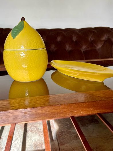 Y2K Martha Stewart Ceramic Lemon Storage Jar and Rare Vintage Macys Italian Serving Plate