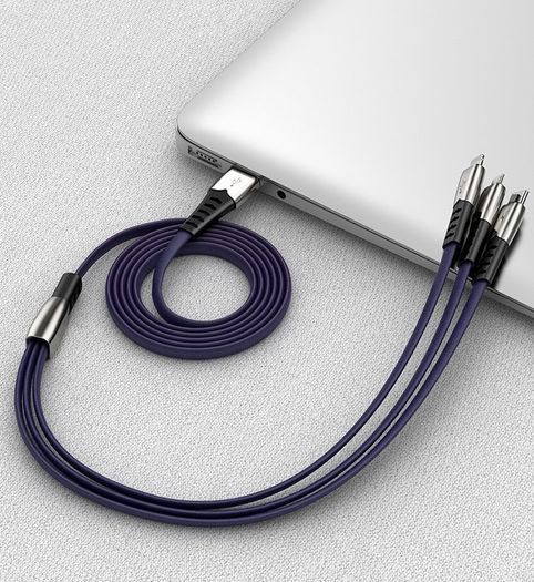 New 1.2m Premium Fast 3 in 1 for iPhone Type C Micro USB Cable Charger #912