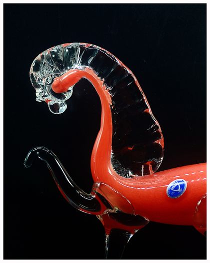 Vintage Modernist Stylised Glass Red Horse made in Belarus.