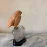 Hand-Carved Gemstone European Robin on Polished Quartz Base Image 6