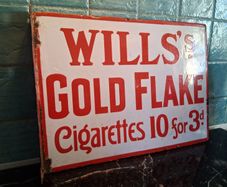 Rare Will's early doublesided enamel sign, flanged