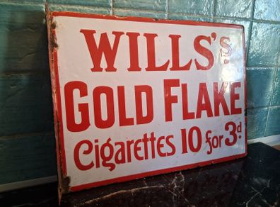 Rare Will's early doublesided enamel sign, flanged