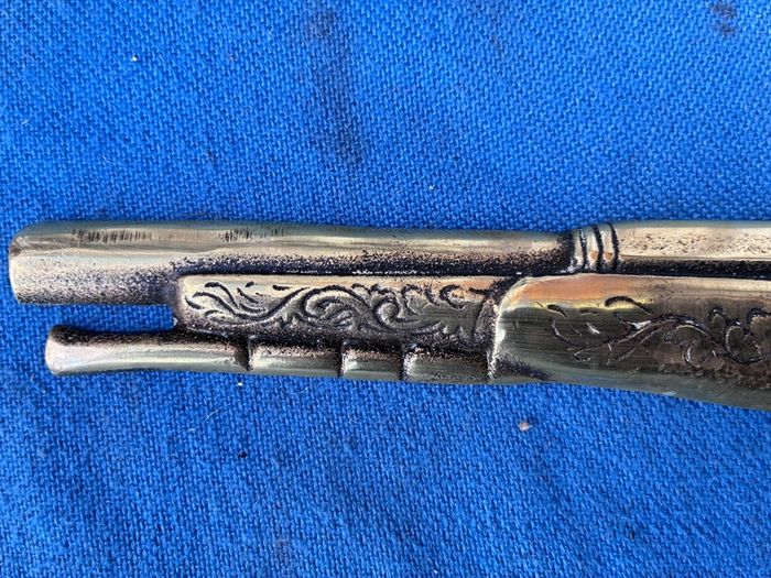Vintage solid brass wall hanging pistol
