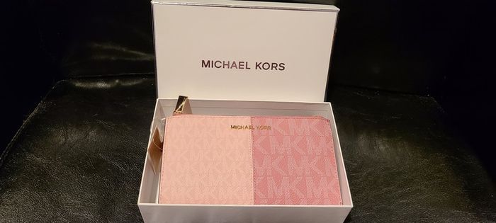 Michael Kors Adele Logo Wallet Wristlet in Smokey Rose MLT