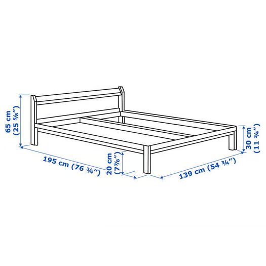 Light pine double bed and mattress from IKEA